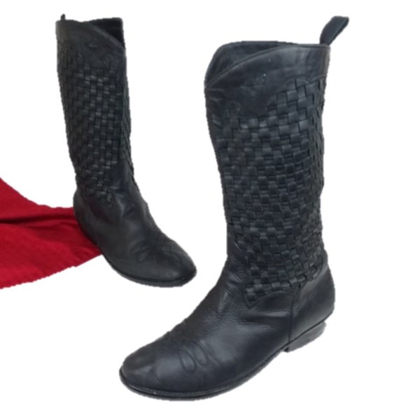 Anthropologie Shoes - Anthropologie Farylrobin Black Weaved Boots